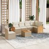 vidaXL Salon de jardin avec coussins 7 pcs beige r&eacute;sine tress&eacute;e