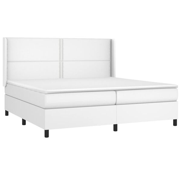 vidaXL Sommier &agrave; lattes de lit matelas LED Blanc 200x200 cm Similicuir