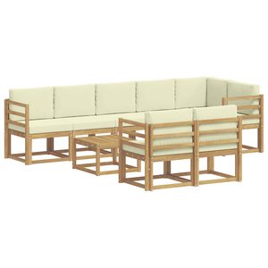 vidaXL Ensemble de canap&eacute;s d'ext&eacute;rieur 9 pc Blanc et cr&egrave;me Polyester