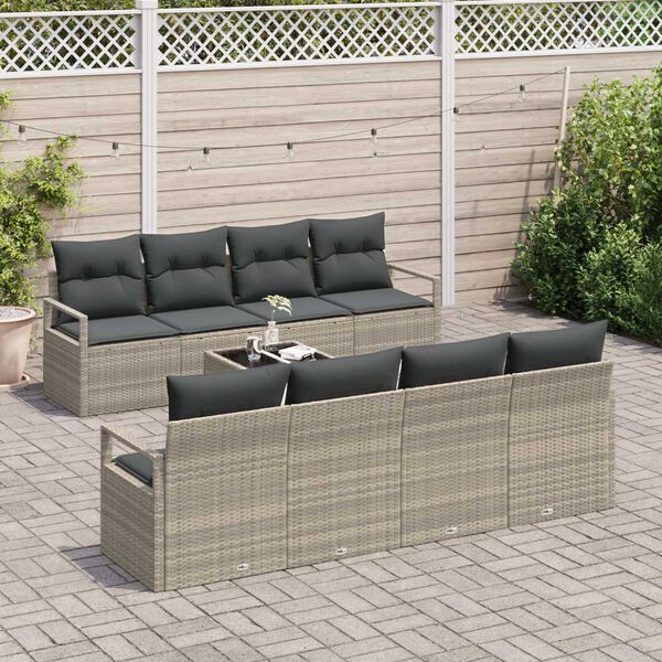 vidaXL Ensemble de canap&eacute; de jardin 9 pcs Gris clair et gris fonc&eacute;