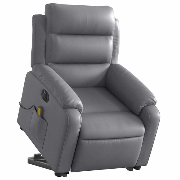 vidaXL Fauteuil inclinable de massage &eacute;lectrique gris similicuir