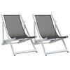 vidaXL Chaises de plage pliantes lot de 2 gris aluminium et textil&egrave;ne