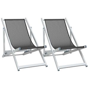 vidaXL Chaises pliantes 2 pi&egrave;ces Gris aluminium et textil&egrave;ne