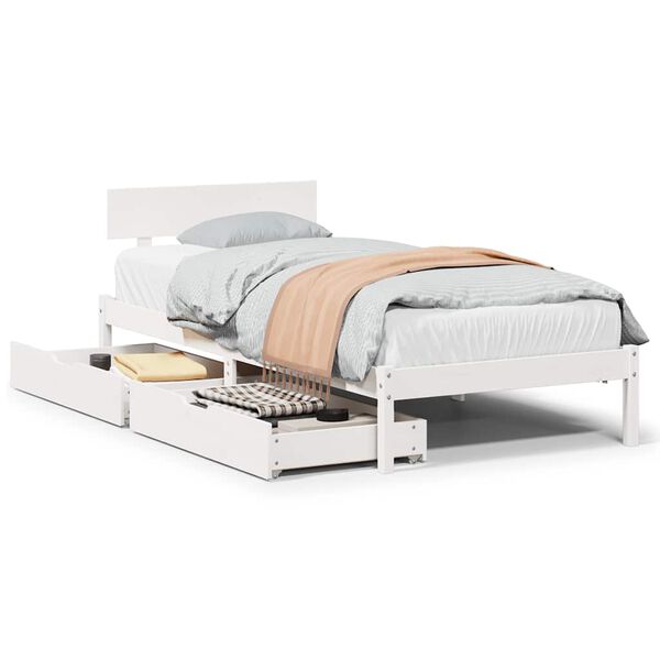 vidaXL Cadre de lit sans matelas blanc 90x190 cm bois de pin massif