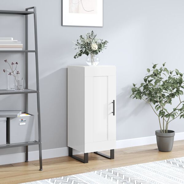 vidaXL Buffet Blanc brillant 34,5x34x90 cm Bois d'ing&eacute;nierie