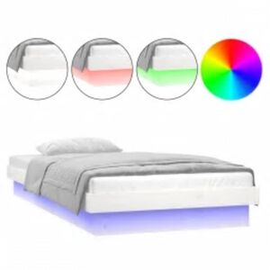 vidaXL Cadre de lit &agrave; LED sans matelas blanc 90x200 cm bois massif