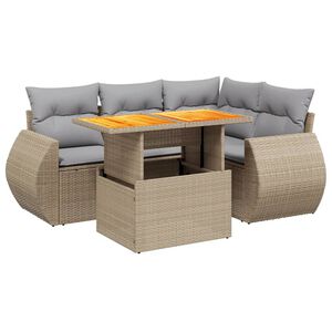 vidaXL Salon de jardin avec coussins 5 pcs beige r&eacute;sine tress&eacute;e