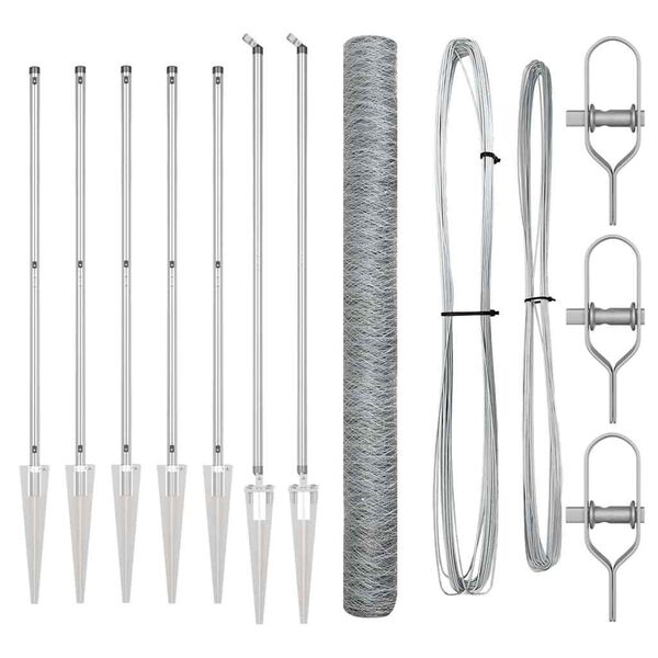 vidaXL Poteau de clôture. Argenté 10 x 1,5 m (maille 50 mm) Acier