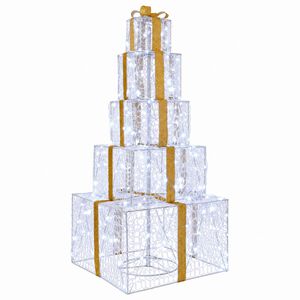 vidaXL Bo&icirc;tes cadeaux de No&euml;l empilables avec LED 250 LED Blanc froid