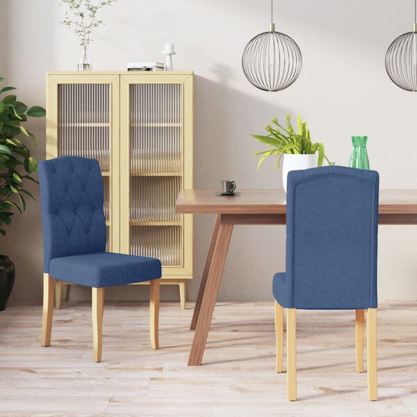 vidaXL Chaises &agrave; manger lot de 2 bleu tissu