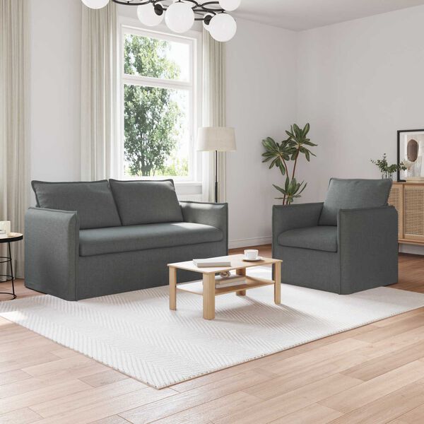 vidaXL Canap&eacute; 140cm 2 pcs Gris fonc&eacute; M&eacute;tал