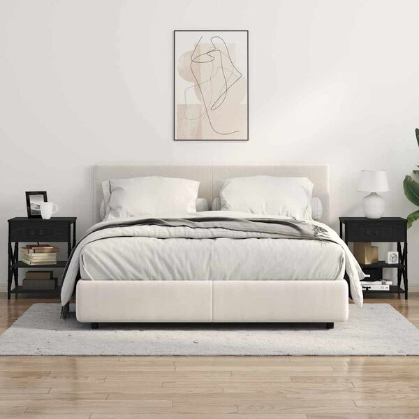 vidaXL Cabinet de chevet avec &eacute;tag&egrave;re 2 pcs Ch&ecirc;ne noir 41 x 31 x 51 cm