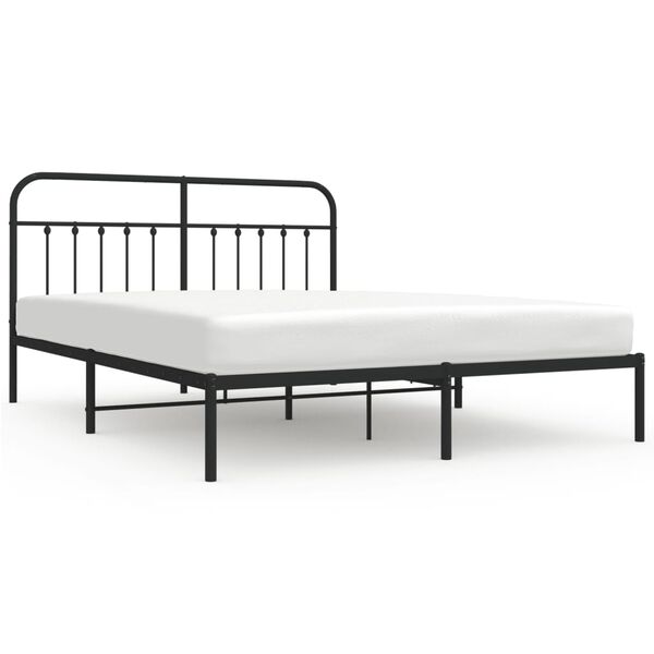 vidaXL Cadre de lit métal sans matelas et tête de lit noir 180x200 cm