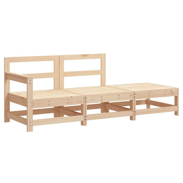 vidaXL Salon de jardin 3 pcs avec coussins bois massif
