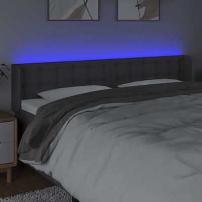 vidaXL Tête de lit à LED Gris foncé 183x16x78/88 cm Tissu