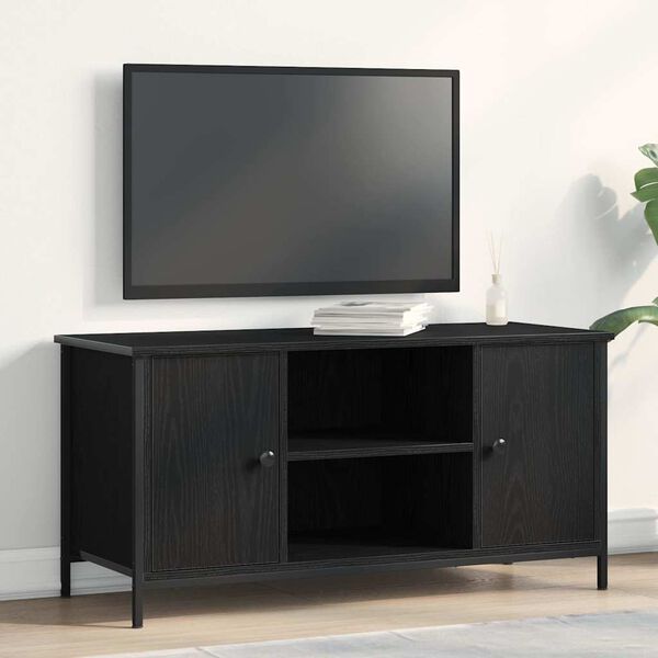 vidaXL Meuble TV Ch&ecirc;ne noir 100 x 40 x 50 cm Bois d'ing&eacute;nierie