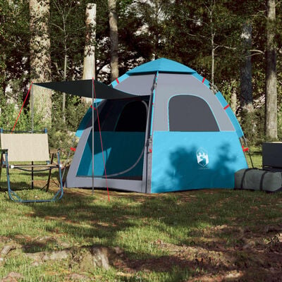 vidaXL Tente de camping cabine 4 personnes bleu libération rapide