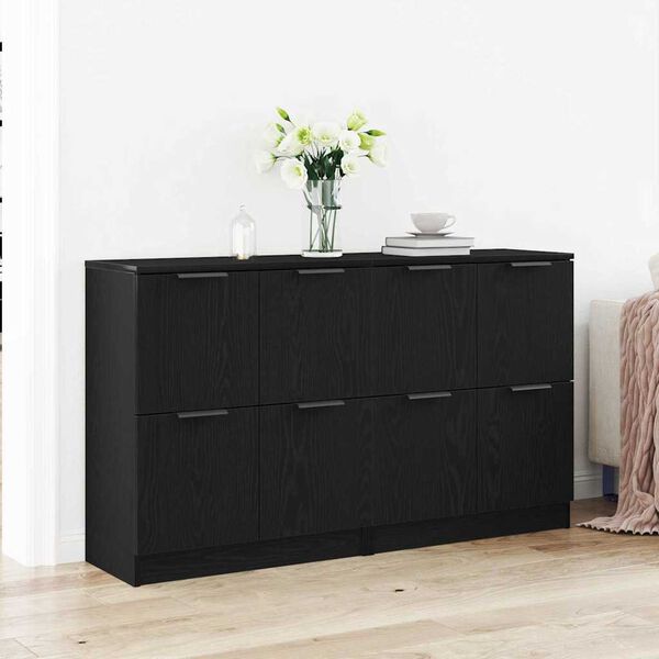 vidaXL Buffet Ch&ecirc;ne noir 180 x 30 x 70 cm Bois d'ing&eacute;nierie