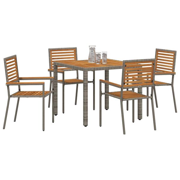 vidaXL Ensemble de salle &agrave; manger pour jardin 5 pcs Gris polyrotin