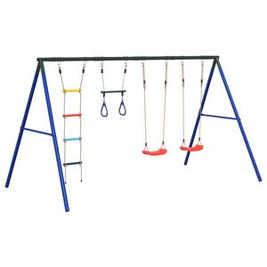 vidaXL Jeu de balan&ccedil;oire ext&eacute;rieur avec balan&ccedil;oires trap&egrave;ze et &eacute;chelle
