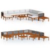 vidaXL Salon de jardin 12 pcs avec coussins bois d'acacia cr&egrave;me