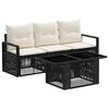 vidaXL Ensemble de canap&eacute; de jardin 4 pc Noir et blanc cr&egrave;me polyrotin