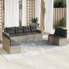 vidaXL Salon de jardin 9 pcs avec coussins gris clair r&eacute;sine tress&eacute;e
