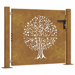 vidaXL Portail de jardin 100x75 cm en acier Corten motif arbre