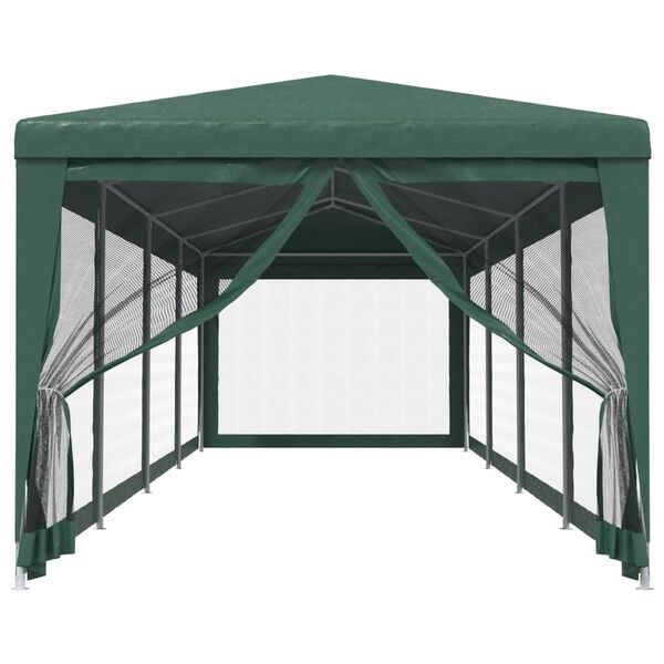 vidaXL Tente de f&ecirc;te et 10 parois lat&eacute;rales en maille Vert 3x12 m PEHD