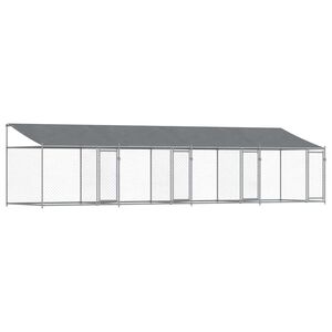 vidaXL Cage pour chien avec toit et portes gris 8x2x2m acier galvanis&eacute;