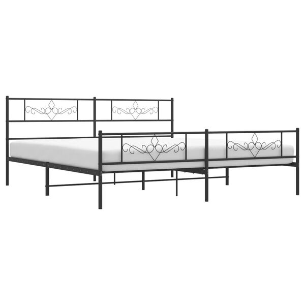 vidaXL Cadre de lit métal sans matelas avec pied de lit noir 180x200cm