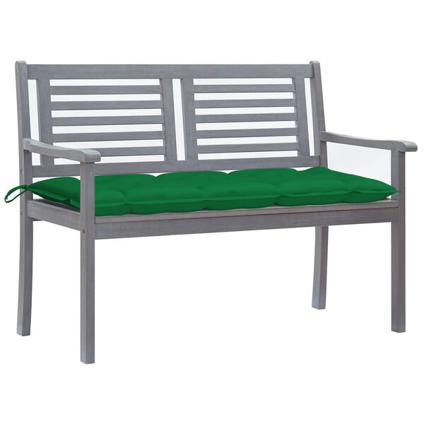vidaXL Banc de jardin 2 places avec coussin 120 cm Gris Eucalyptus
