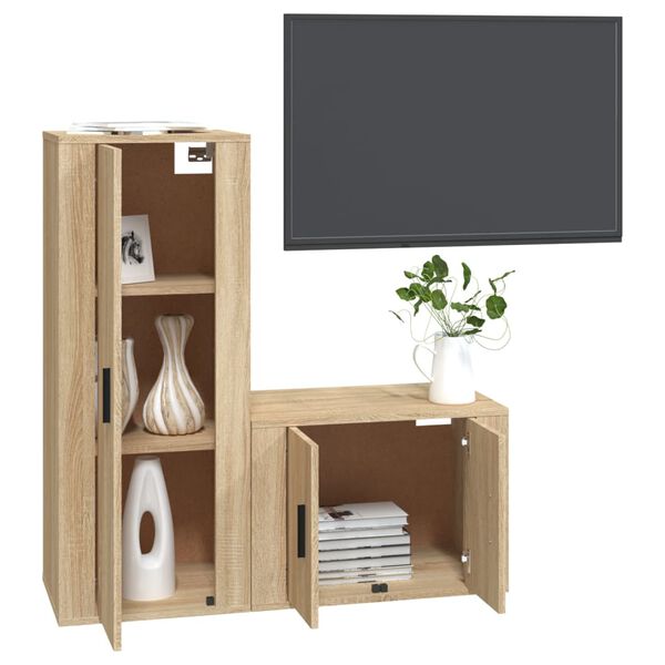vidaXL Ensemble de meubles TV 2 pcs ch&ecirc;ne sonoma bois d'ing&eacute;nierie