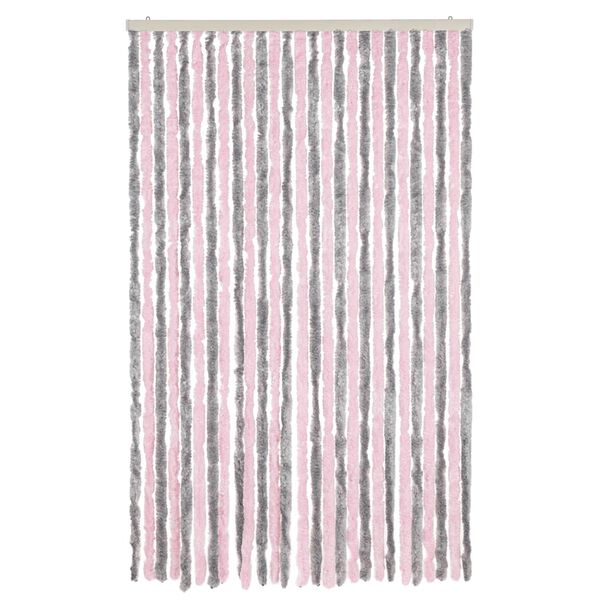 vidaXL Rideau anti-mouches gris argent&eacute; et rose 118x220 cm chenille