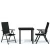 vidaXL Ensemble &agrave; manger de jardin 3 pcs Noir