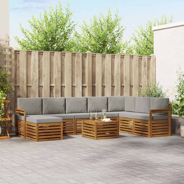 vidaXL Ensemble de canap&eacute; d'angle 9 pcs Gris Naturel et Clair