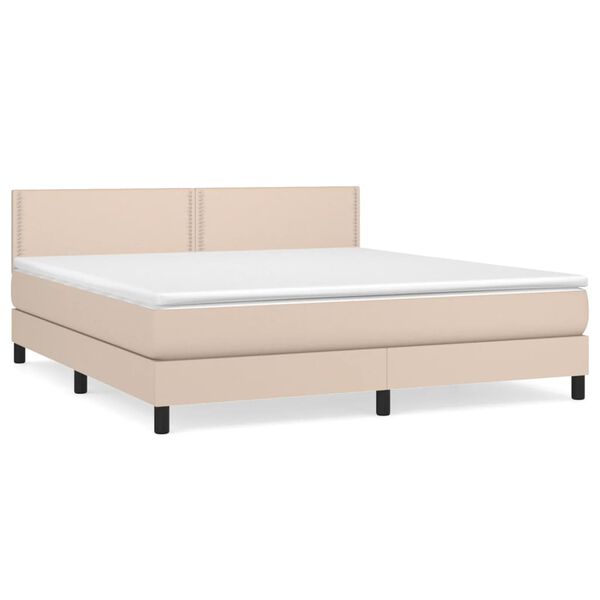vidaXL Sommier &agrave; lattes de lit avec matelas Cappuccino 180x200 cm