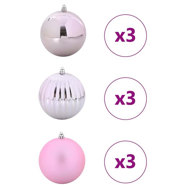 vidaXL Ensemble de Boules de Noël 9 pcs Rose Plastique