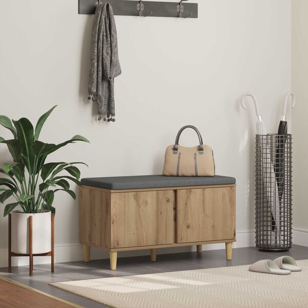 vidaXL Banc d'entr&eacute;e avec coussin Ch&ecirc;ne artisanal 80 x 38 x 46 cm