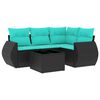 vidaXL Ensemble de canap&eacute; de jardin 5 pcs avec coussins noir r&eacute;sine tress&eacute;e