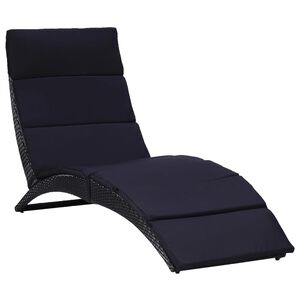 vidaXL Transat avec coussin R&eacute;sine tress&eacute;e Noir