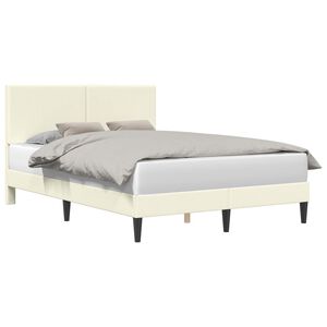 vidaXL Cadre de lit Cr&egrave;me 120 x 190 cm Tissu en velours c&ocirc;tel&eacute;