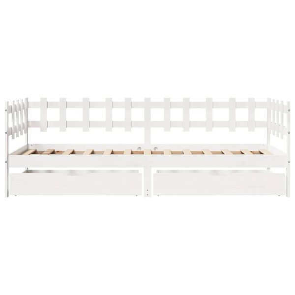 vidaXL Lit de jour et tiroirs sans matelas blanc 80x200 cm bois massif