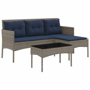 vidaXL Ensemble de canap&eacute; de jardin 2 pc Gris et bleu marine polyrotin