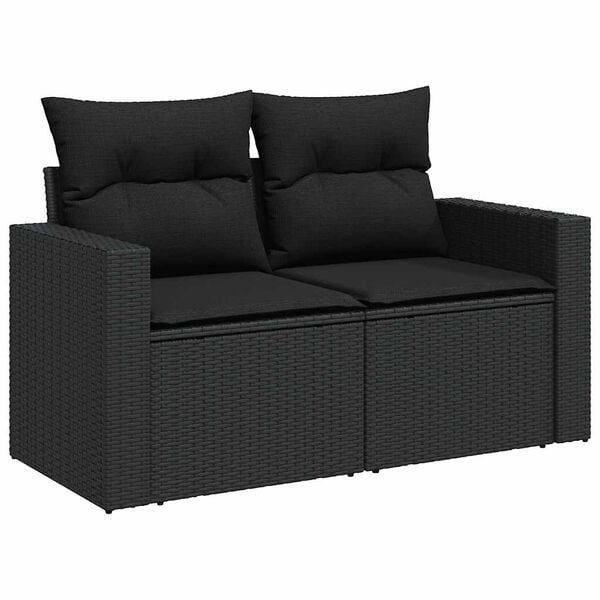 vidaXL Salon de jardin 5 pcs avec coussins noir r&eacute;sine tress&eacute;e