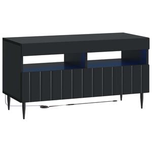 vidaXL Meuble TV LED ZWOLLE 81 x 35 x 43 cm Noir Bois d'ing&eacute;nierie