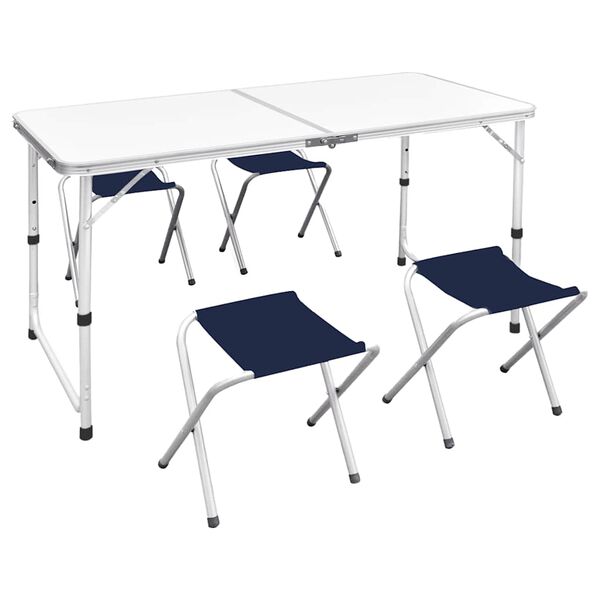 vidaXL Ensemble de table pliable de camping et 4 tabourets 120x60 cm