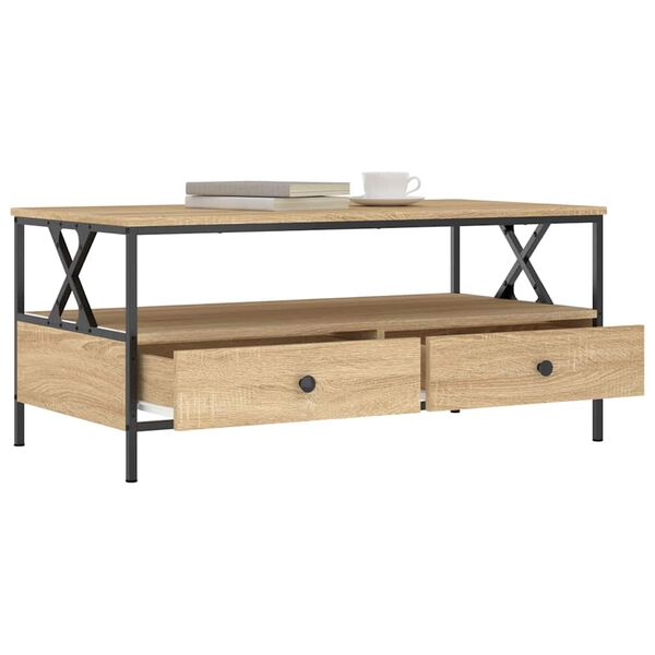 vidaXL Table basse ch&ecirc;ne sonoma 100x51x45 cm bois d'ing&eacute;nierie