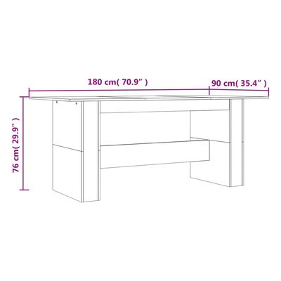 vidaXL Table à dîner sonoma gris 180x90x76 cm bois d'ingénierie