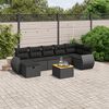 vidaXL Salon de jardin 8 pcs avec coussins noir r&eacute;sine tress&eacute;e